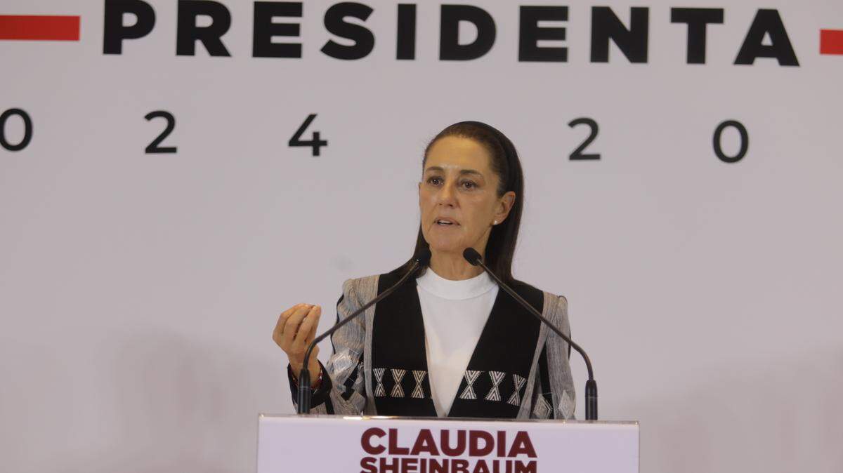 La presidenta electa de México, Claudia Sheinbaum, ofrece una conferencia de prensa el 5 de agosto de 2024, en Ciudad de México.