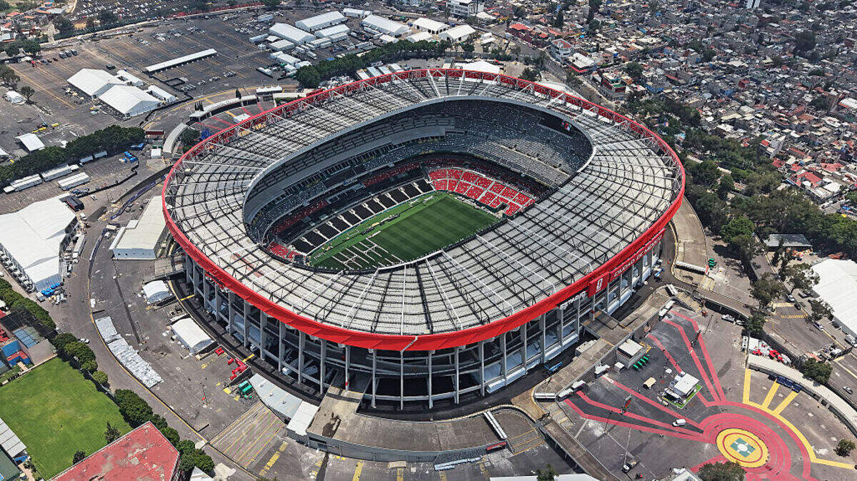 Vista aérea del Estadio Azteca, renombrado para la Copa Mundial de Norteamérica como Estadio Ciudad de México, el 28 de mayo de 2026.