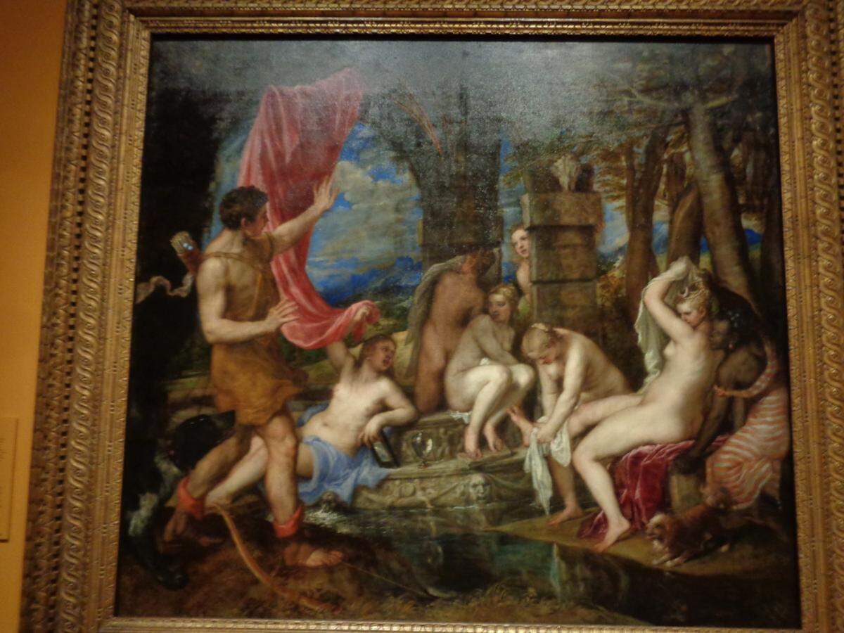 ‘Diana y Acteón’, Siglo XVII, de Tiziano. Óleo sobre lienzo, 96 x 107 cm. Sala 015A. Galería Nacional de Escocia, Edimburgo.