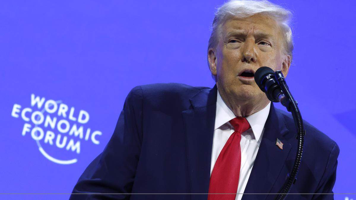 El presidente Donald Trump habla en el Foro Económico Mundial este miércoles en Davos, Suiza.