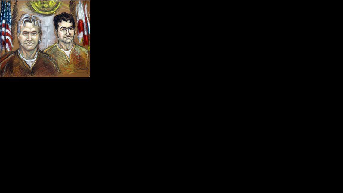 Un boceto muestra a Moisés Maionica Jr. (izq.) y Carlos Kauffmann en la corte el pasado 7 de enero en Miami.