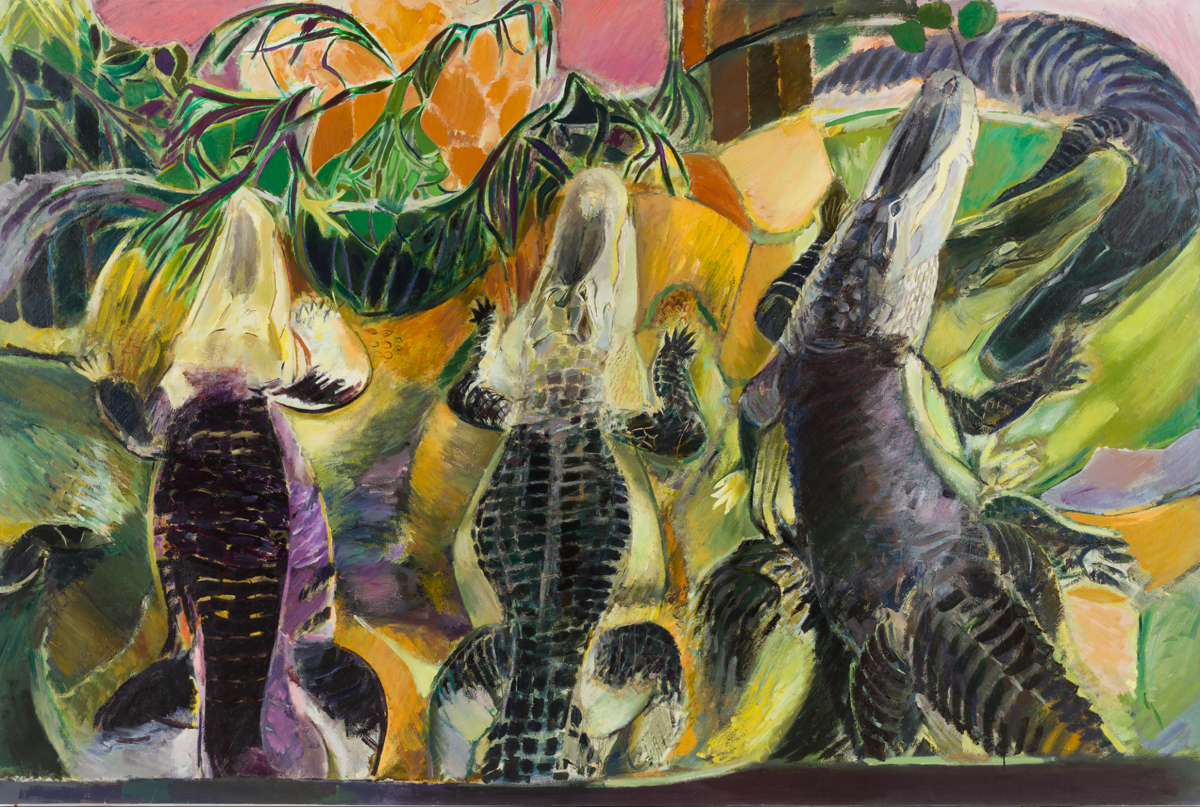 Visita la exposición más reciente de ICA Miami,&nbsp;“Denzil Forrester: We Culture”. Obra ‘Three Wicked Crocs’, 1982,  óleo sobre lienzo.