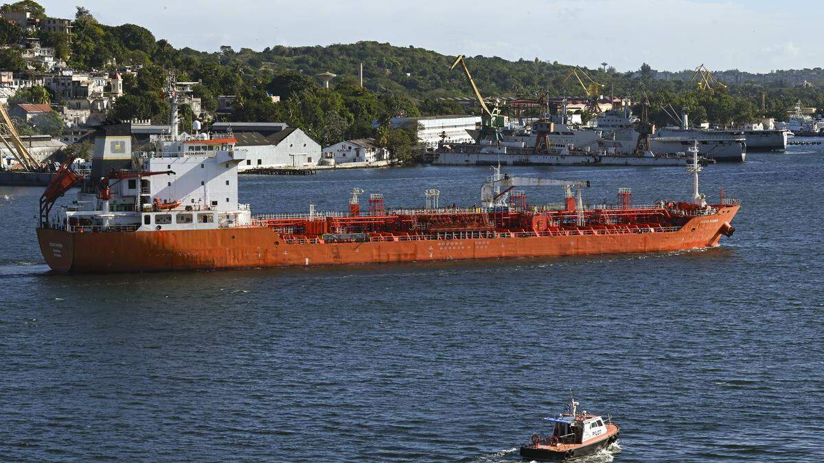 In this file photo, the chemical/oil tanker Ocean Mariner, sailing under the flag of Liberia, arrives at the Port of Havana on Jan. 9, 2026.