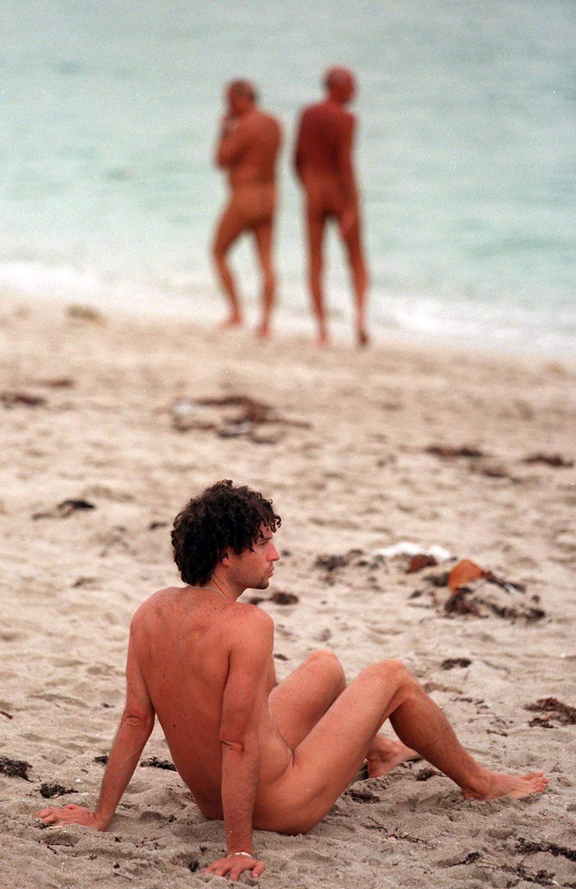 Beachgoers bare it all on Haulover’s nude beach in this file photo from Oct. 11, 2023.