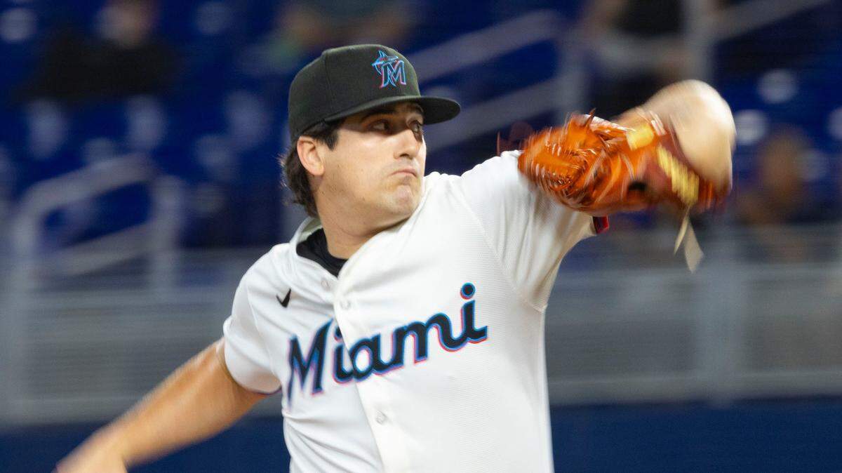 Miami Marlins pitcher Cal Quantrill throws a pitch during the first inning of an MLB game against the Colorado Rockies at loanDepot park on Wednesday, June 4, 2025 at loanDepot Park in Miami, Fla.