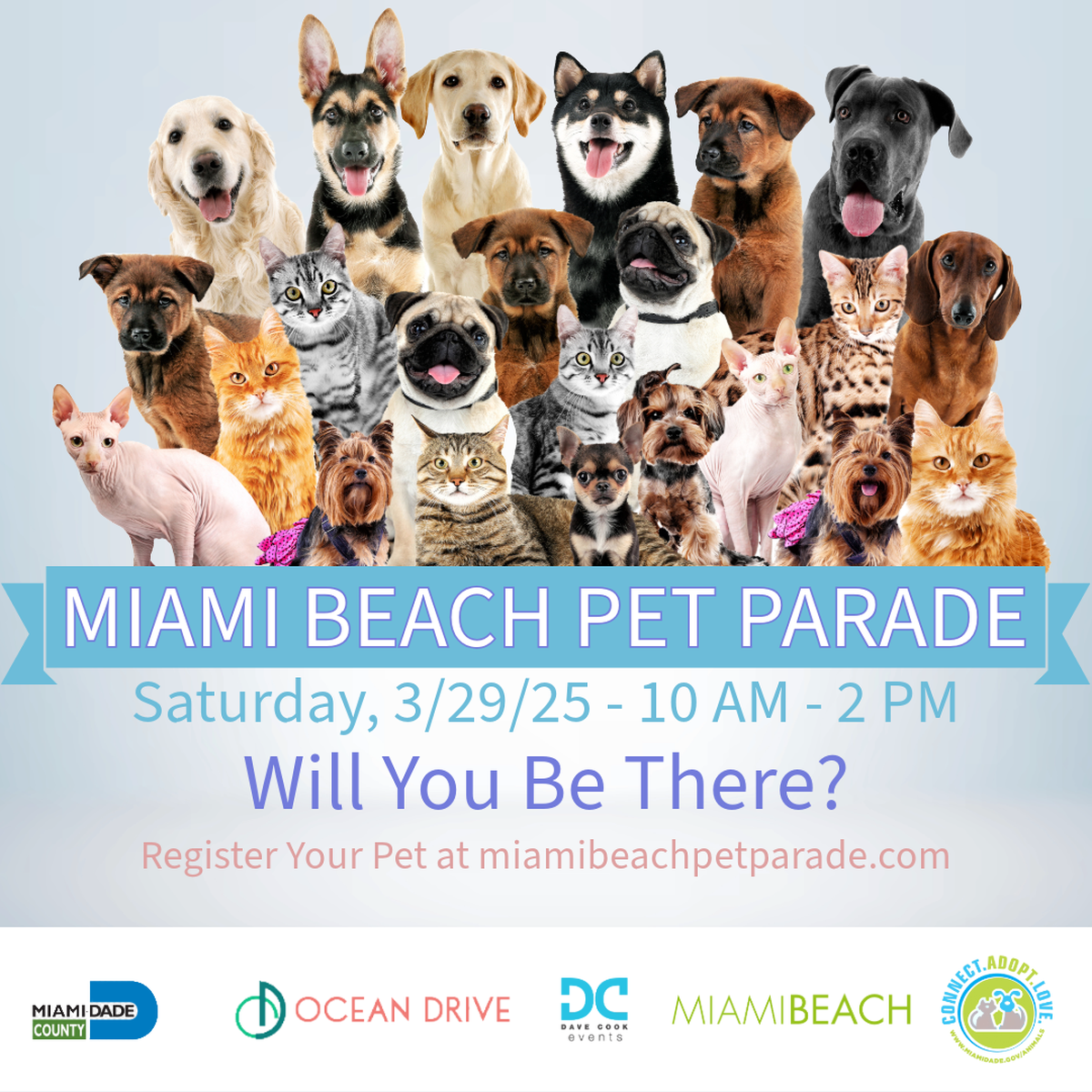 Desfile de mascotas en Lumus Park, Miami Beach.