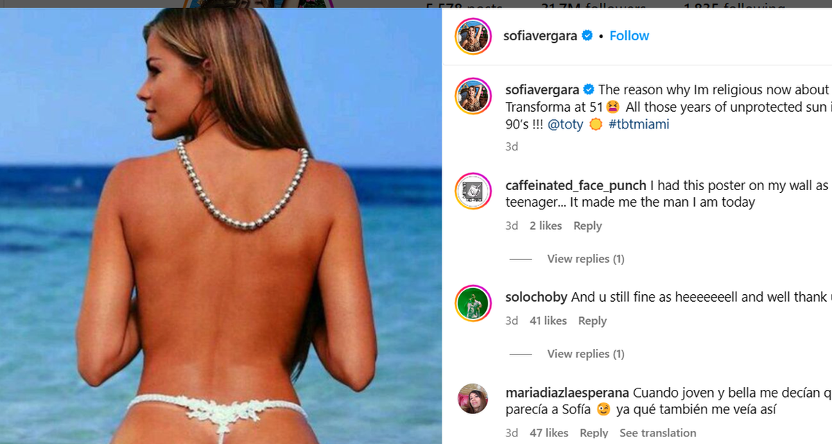 Sofia Vergara casi hace estallar la Internet con esta foto en Miami de hace algunos años .