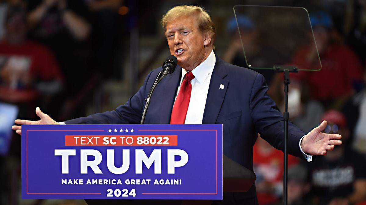 El expresidente Donald J. Trump celebró un mitin para sacar el voto en el Winthrop Coliseum de Rock Hill, Carolina del Sur, el viernes 23 de febrero de 2024. Aquí, el expresidente habla sobre las próximas elecciones.