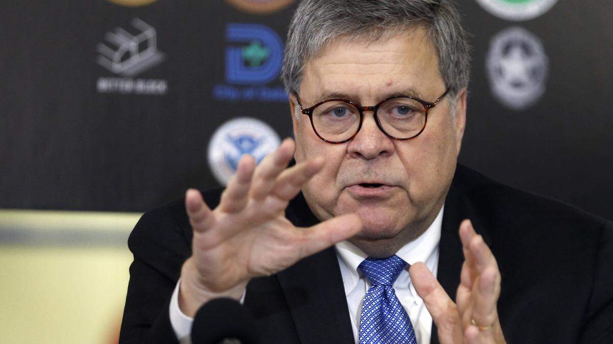 William Barr, Fiscal General de Estados Unidos, durante una conferencia de prensa sobre el proyecto Safe Neighborhoods (Vecindarios Seguros) en Lake Highlands, Dallas, el miércoles 21 de agosto.