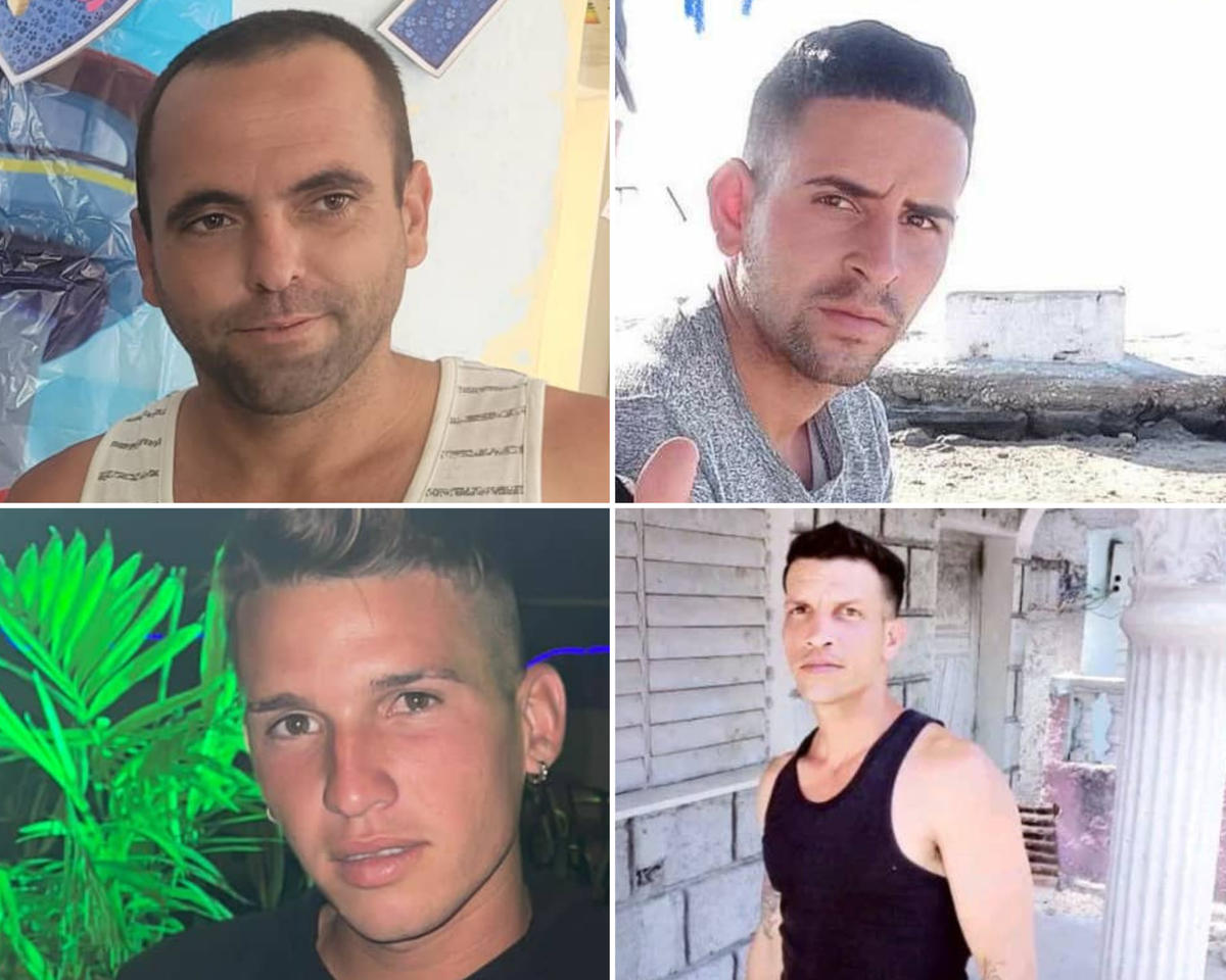 Desde arriba a la izquierda, hacia la derecha: Lázaro Artiles Morales, José Harold Marrero, Carlos Linares y Cristian Kadir Peraza Menéndez. Todos los amigos que desaparecieron en un barco migrante de 6 pasajeros con destino a los Estados Unidos desde Cuba el 28 de agosto de 2022