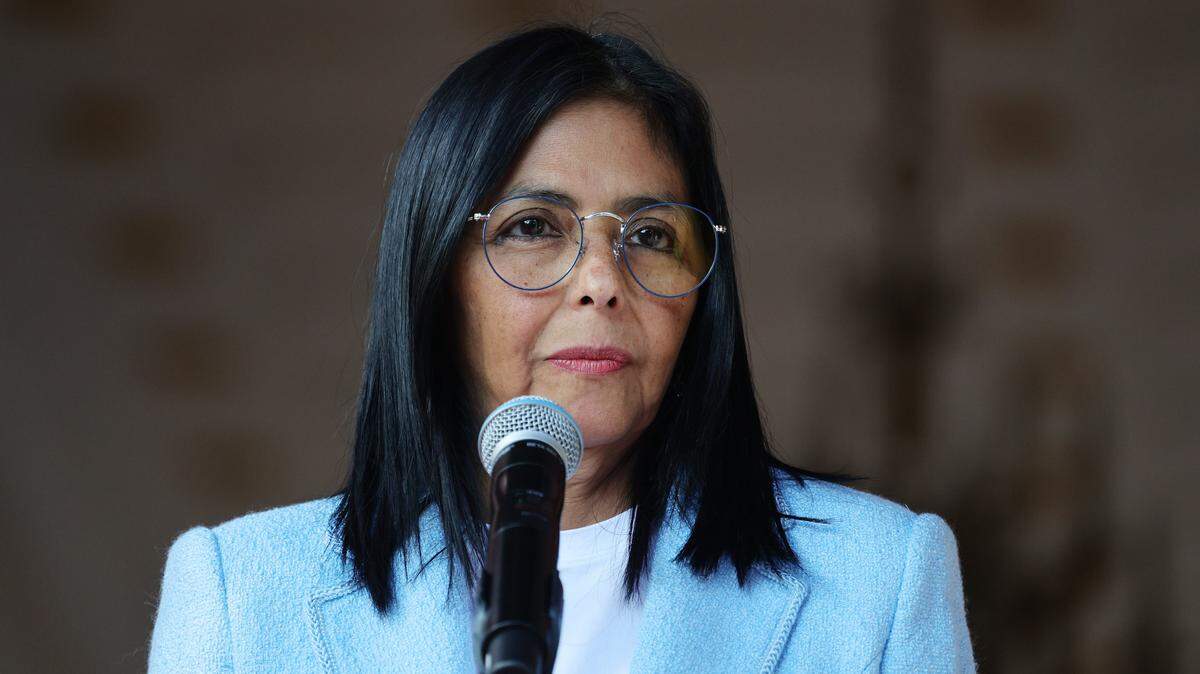 CARACAS, VENEZUELA - FEBRUARY 11: Interim President of Venezuela Delcy RodrÃguez looks on during a joint declaration with U.S. Energy Secretary Chris Wright (not in frame) after a bilateral meeting at Palacio de Miraflores, on February 11, 2026, in Caracas, Venezuela. This is the highest U.S. Government visit to Venezuela after the capture of Nicolas Maduro and his wife Cilia Flores on January 3. The U.S. Treasury Department issued a general license to facilitate the exploration and production of oil and gas in Venezuela on February 10, 2026. (Photo by Jesus Vargas/Getty Images)
