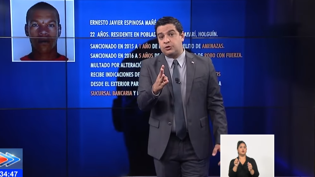 Humberto López, periodista estatal y vocero informal de la Seguridad del Estado, anuncia la captura de cuatro cubanos por presuntos atentados terroristas.