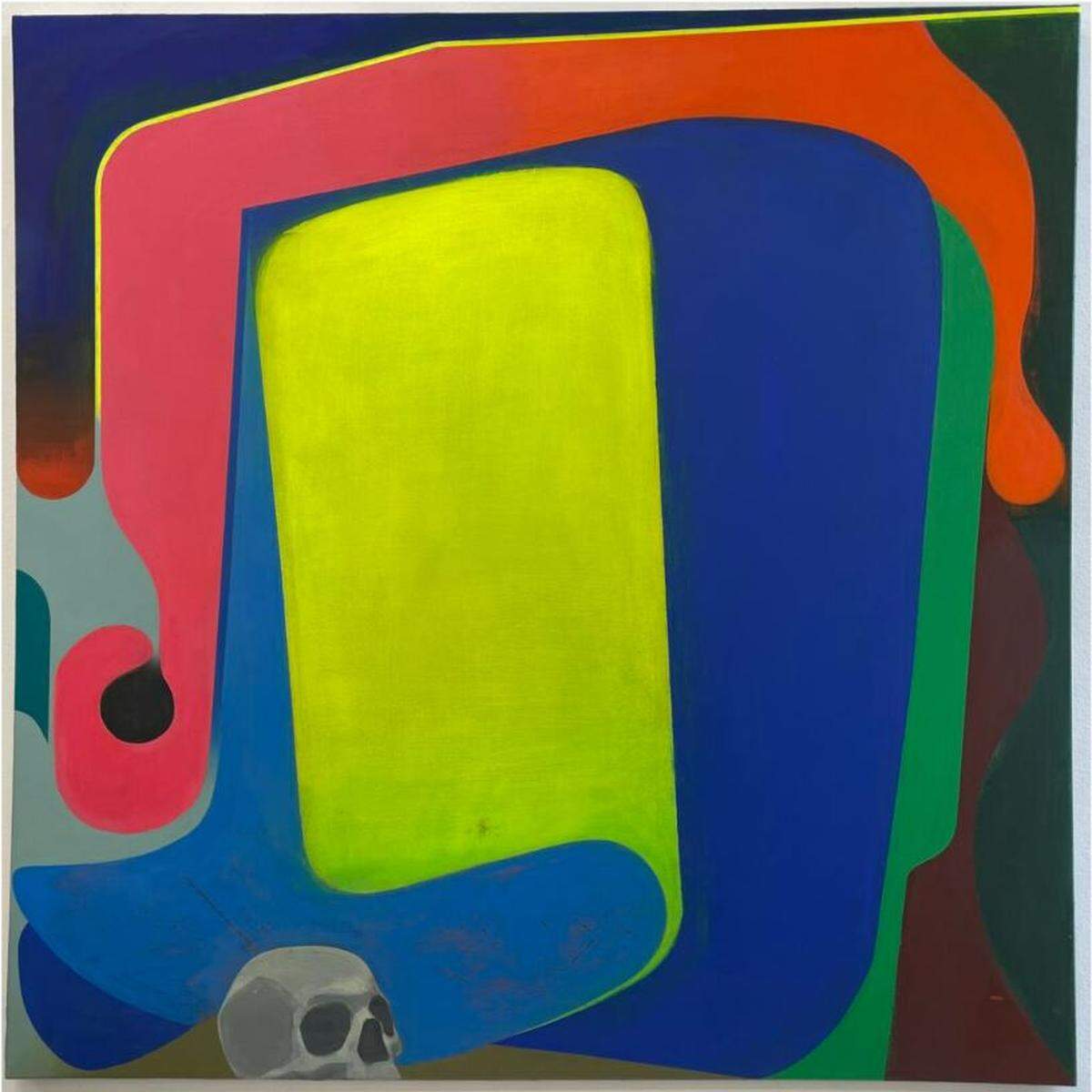 “Bee-eater”, de Nadir Souirgi, acrílico y grafito sobre tela, 48”x 48”. Galería David Castillo en Design District.