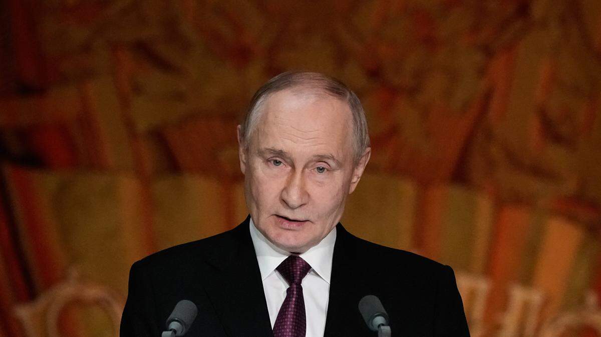 Russian President Vladimir Putin delivers his speech at the 20th anniversary celebration of the Russian state TV-station Russia Today at the Bolshoi Theater in Moscow on October 17, 2025. (Photo by Pavel Bednyakov / POOL / AFP) (Photo by PAVEL BEDNYAKOV/POOL/AFP via Getty Images)