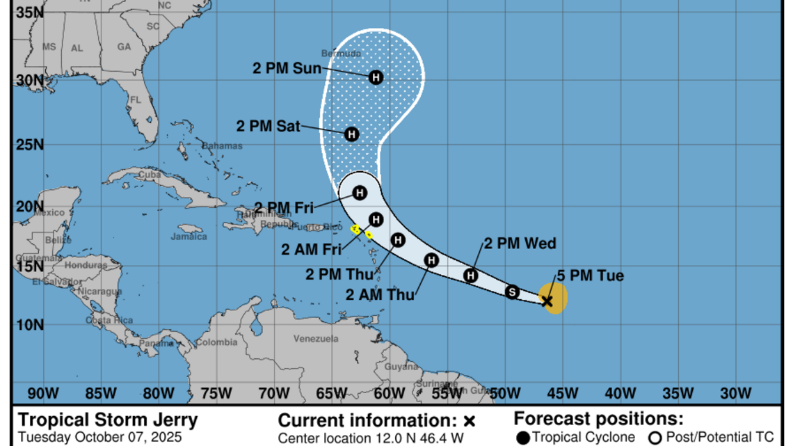Emiten vigilancia de tormenta para varios países del Caribe por Jerry