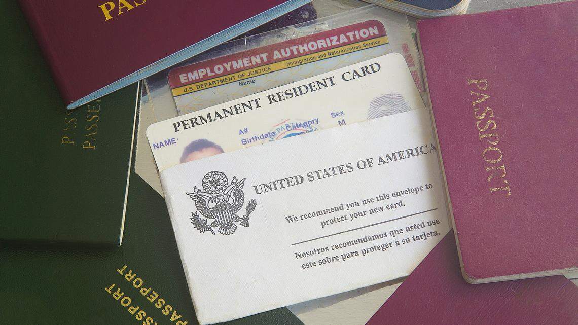 Green card with passports