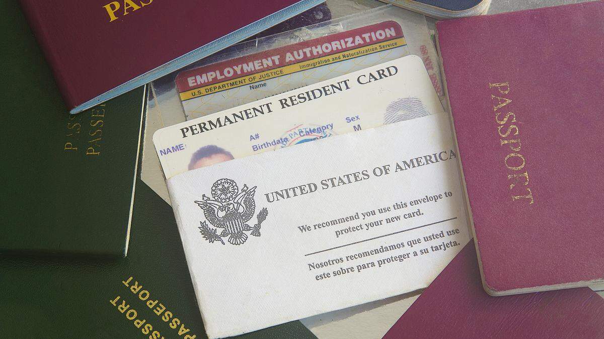 Green card with passports