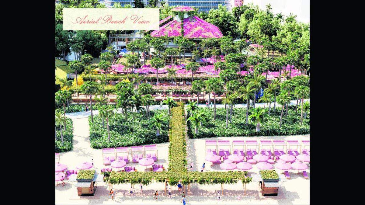 Una imagen de 2023 muestra una propuesta original para la remodelación del sitio de Nikki Beach.