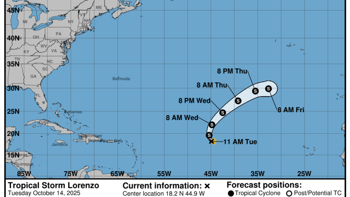 La tormenta Lorenzo se debilita en el Atlántico