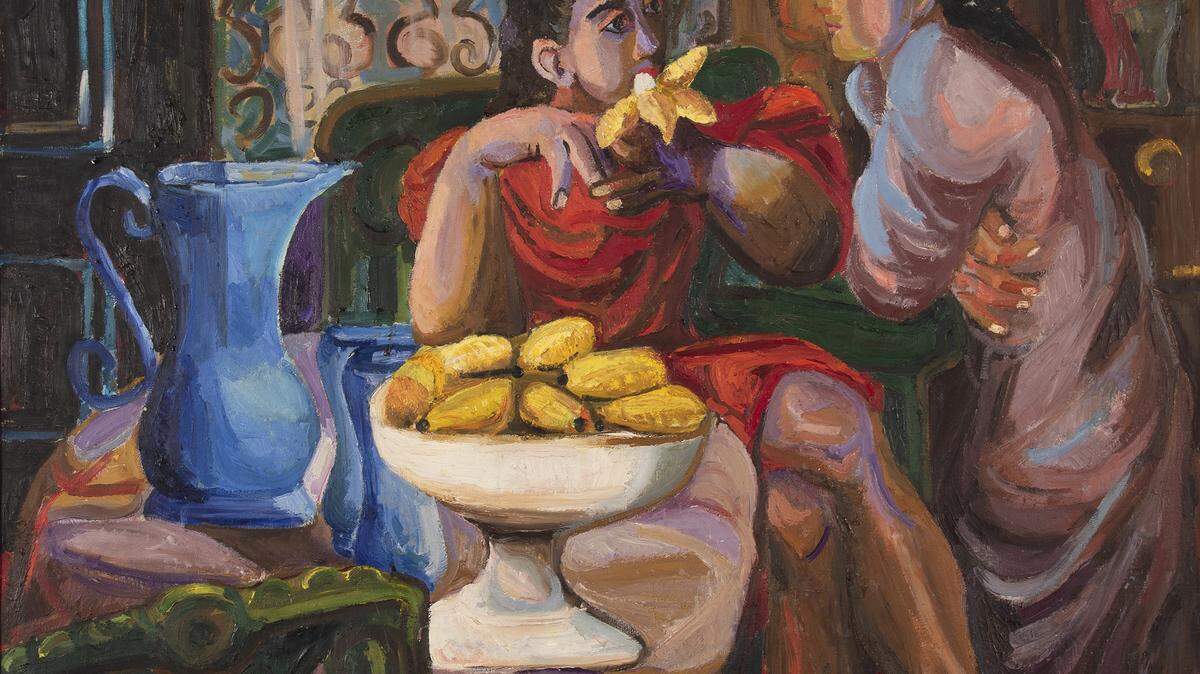 “El desayuno” (The Breakfast), 1943, de Mariano Rodríguez. Óleo sobre lienzo, 30 x 41 pulgadas. Claude and María Ruibal Collection © Estate Mariano Rodríguez. 