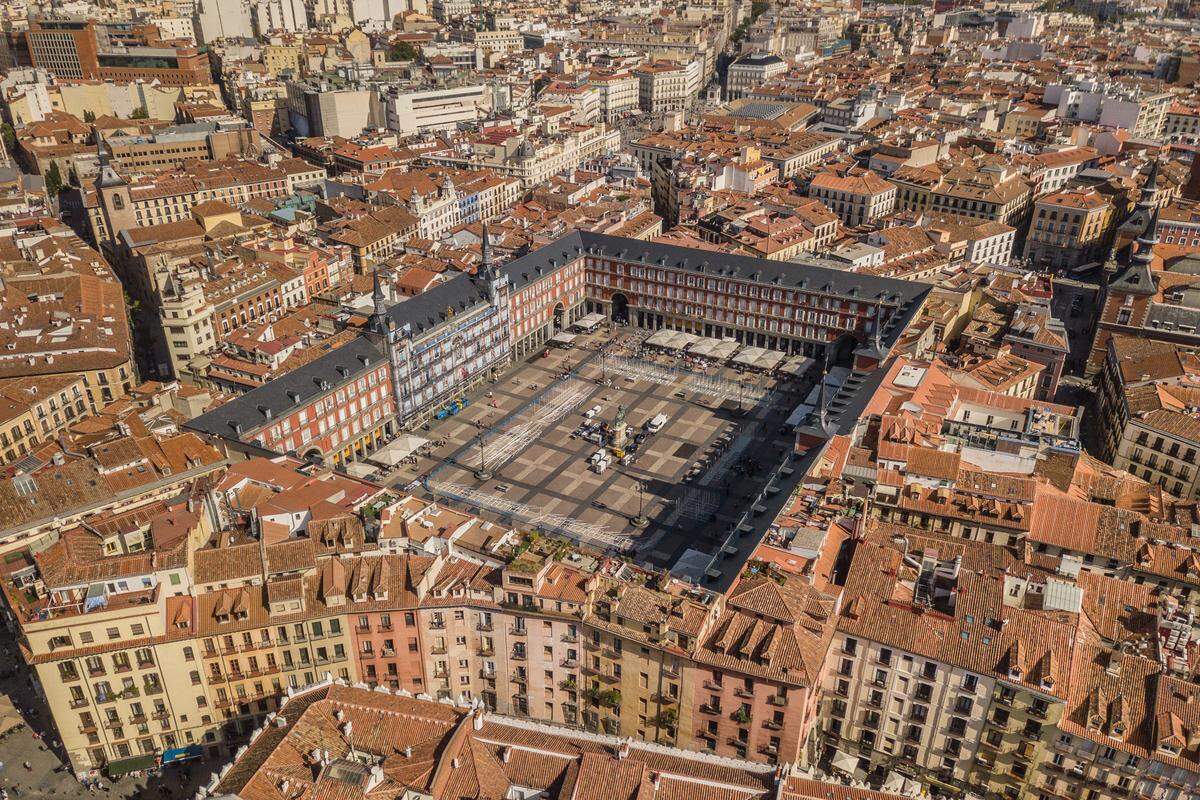 Vista aérea de la Plaza Mayor de Madrid.
