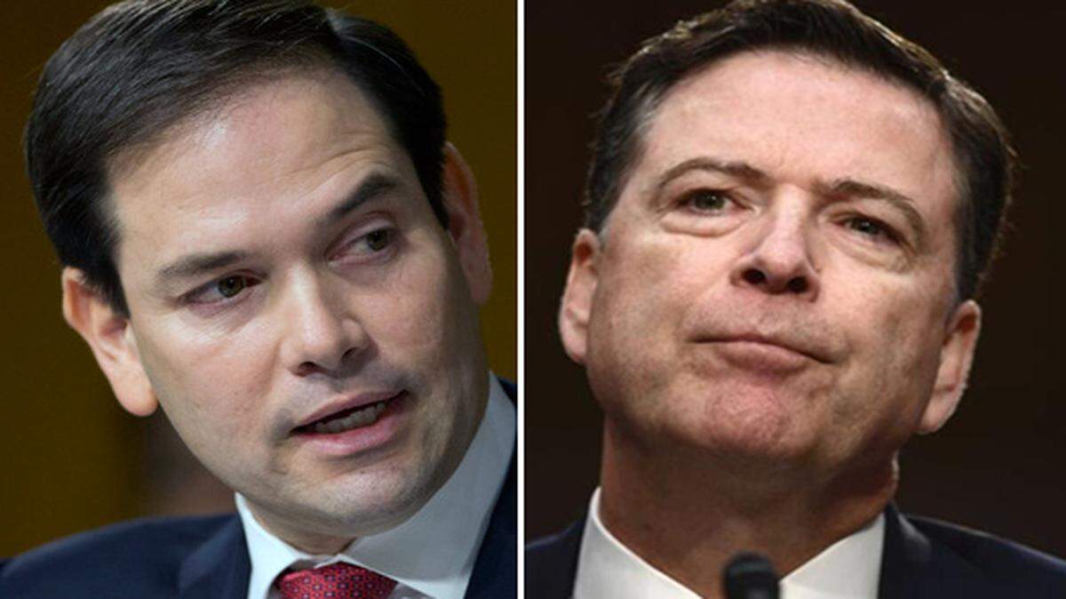 Fotografías del senador Marco Rubio, y el ex director del FBi, James Comey. AP-Archivo