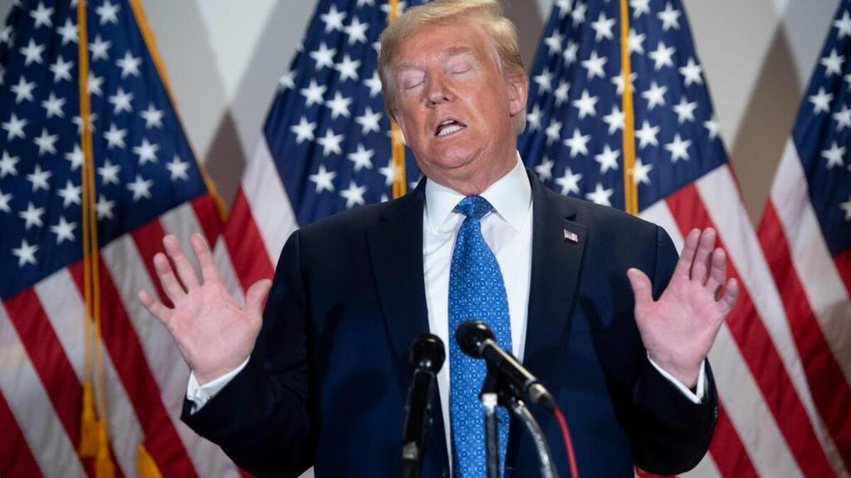 El presidente de los Estados Unidos, Donald Trump, habla durante una conferencia de prensa luego del almuerzo político del Senado Republicano en Capitol Hill en Washington, DC, el 19 de mayo de 2020.