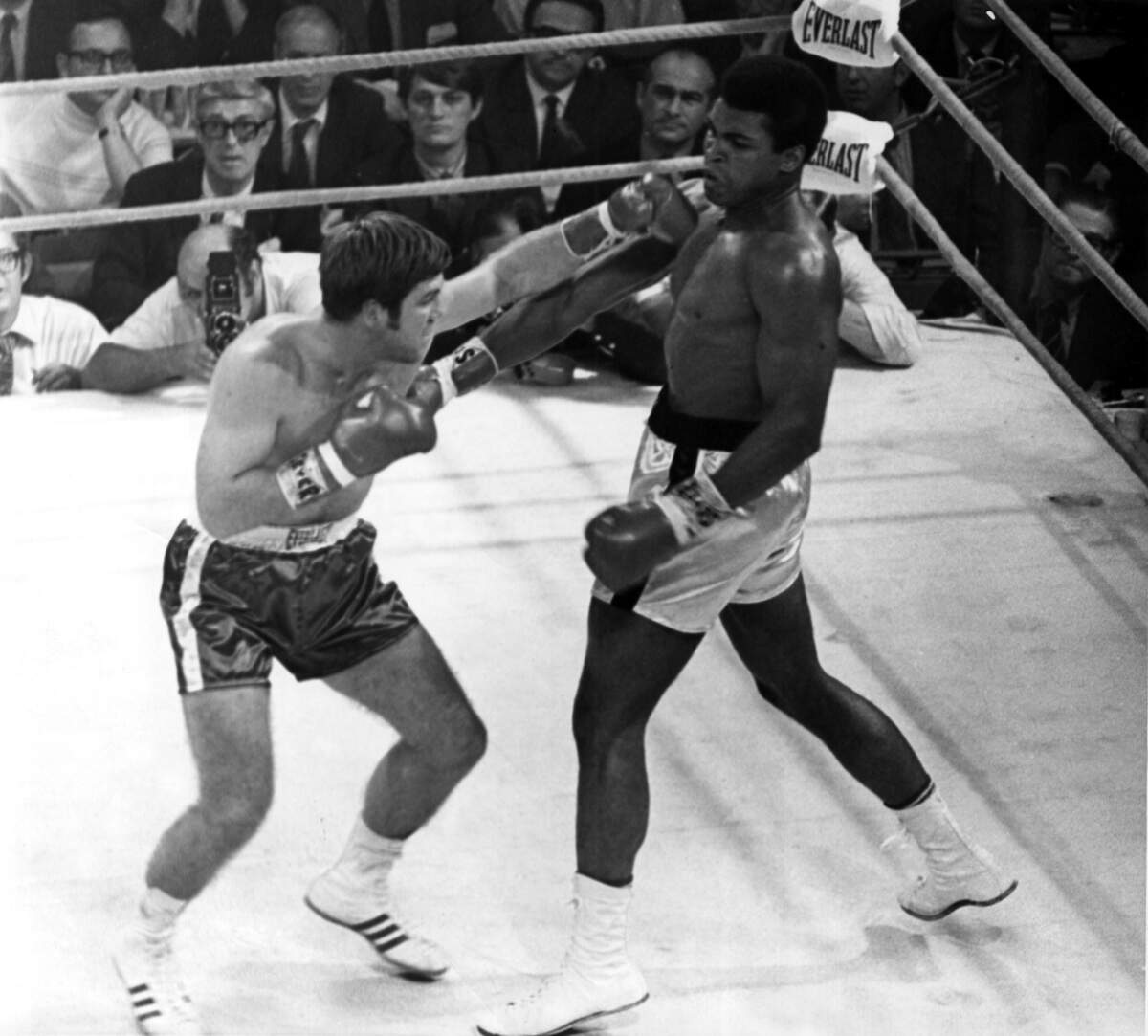 Combate de boxeo de los pesos pesados entre el ex campeón mundial, Muhammad Ali y Jerry Quarry. Ali contribuyó a la evolución de los pesos pesados con un estilo basado en la movilidad corporal y la velocidad de manos que contrastaba con la fuerza bruta de la categoría.