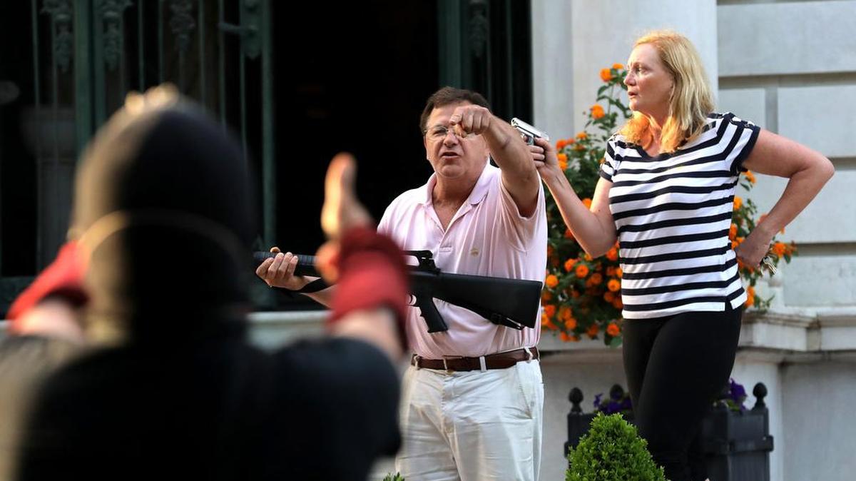 Mark and Patricia McCloskey were pardoned by Missouri Gov. Mike Parson Tuesday after pleading guilty to assault for waving firearms at Black Lives demonstrators last summer in front of their St. Louis home. Mark McCloskey, now a Republican candidate for U. S. Senate, filed suit Wednesday seeking return of the guns used in the incident.