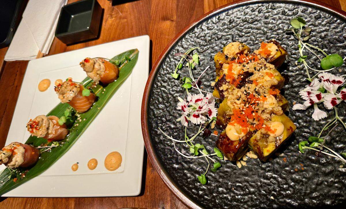 Los platos Asian Crunch y 101 Roll en el restaurante Soya en el Doral