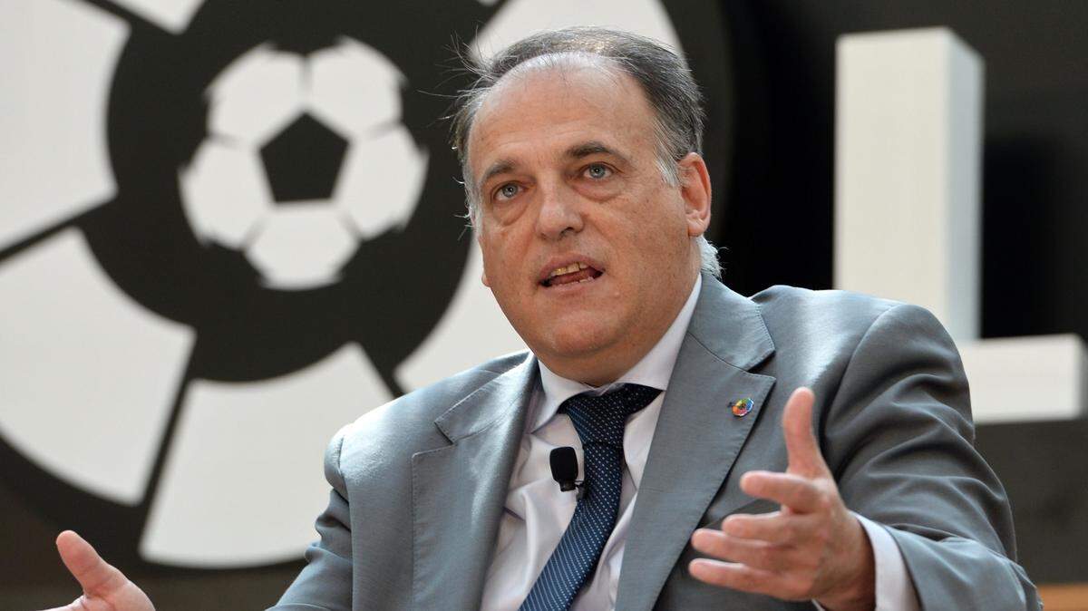 Javier Tebas en una foto de archivo el 23 de marzo de 2017. El presidente de la Liga de Fútbol Profesional de España señaló que esta semana habrá novedades al respecto.