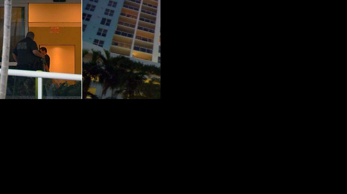 El cadáver fue encontrado en el piso 12 en un apartamento del edificio ubicado en el 1800 Sunset Harbor Drive. Cortesía CBS4