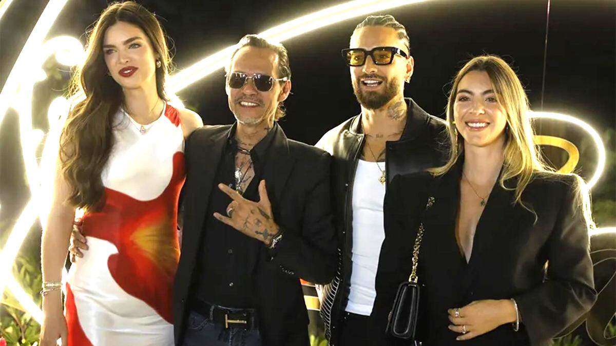 Maluma, Susana Gómez, Marc Anthony y Nadia Ferreira.