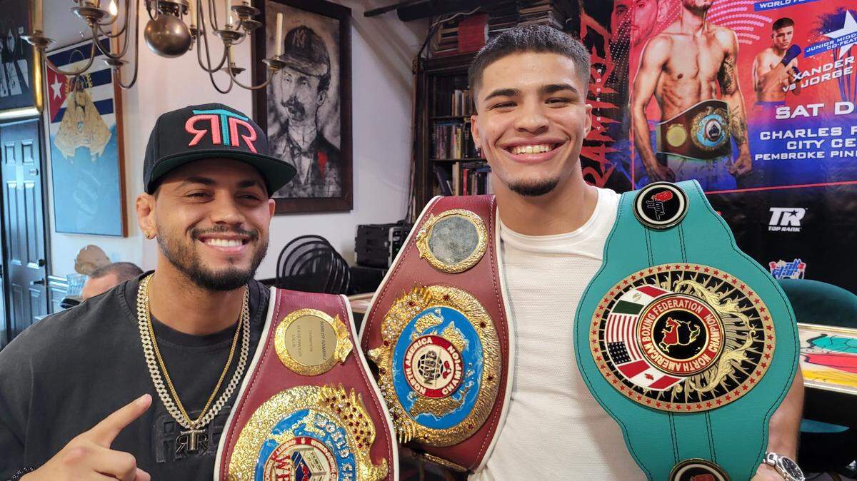 Robeisy Ramírez (izq.) y Xander Zayas animarán la velada de boxeo del 9 de diciembre en el Charles F. Dodge City Center de Pembroke Pines, Florida.