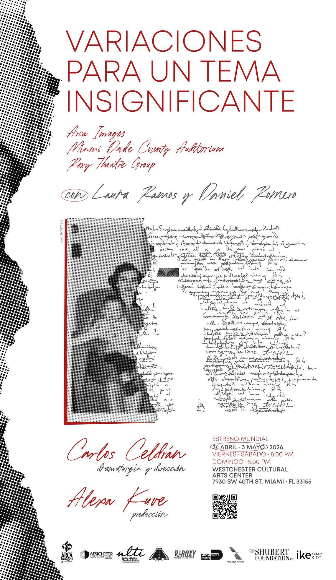 Cartel de la obra “Variaciones para un tema insignificante”, creación del diseñador gráfico y escénico Omar Batista.