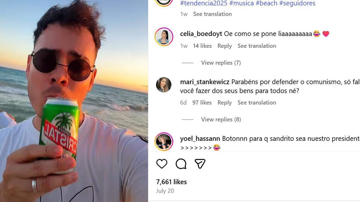 Sandro, nieto de Fidel Castro, suele compartir videos bebiendo la cerveza nacional Cristal, que él mismo rebautizó como “Cristach”.
