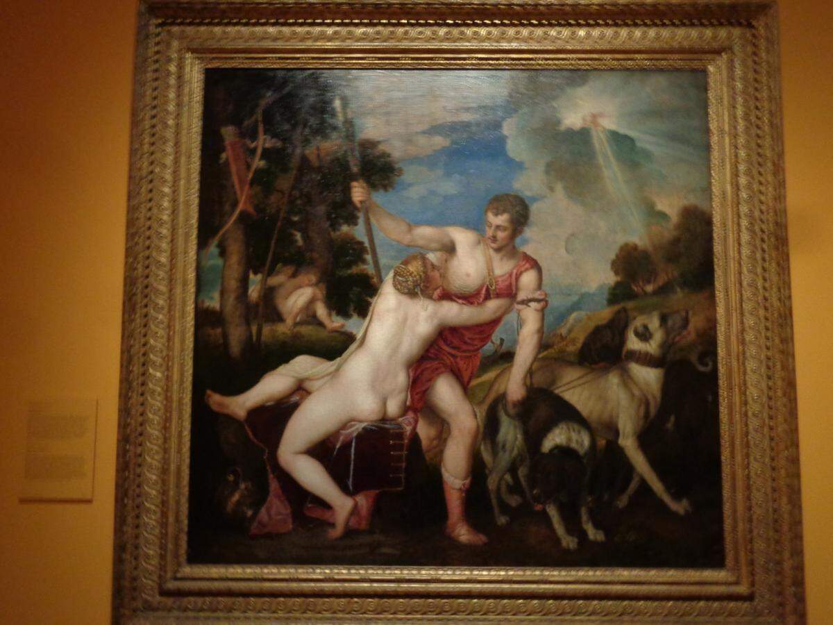 ‘Venus y Adonis’, de Tiziano. Óleo sobre lienzo, 186 x 207 cm. Sala C del Museo del Prado, Madrid.