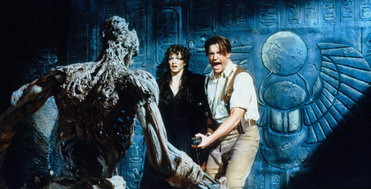 Brendan Fraser,&nbsp;Rachel Weisz y Arnold Vosloo&nbsp;en&nbsp;'The Mummy' (1999) en el Coral Gables Art Cinema.