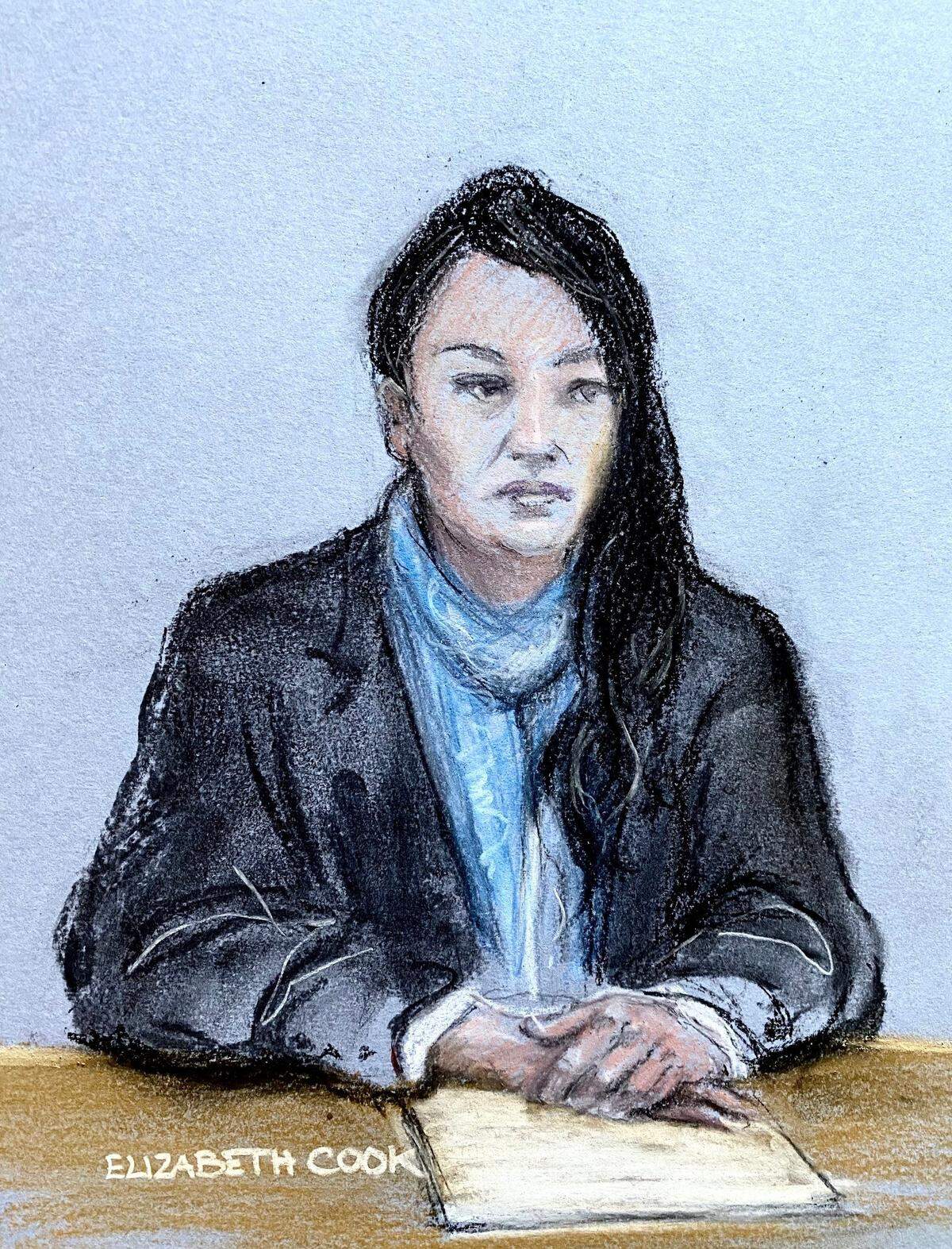 7/14/2025 - Previously unissued court artist sketch by Elizabeth Cook dated 27/2/2025 of Constance Marten appearing at the Old Bailey in London. Aristocrat Constance Marten and her partner Mark Gordon have been found guilty at the Old Bailey of the manslaughter of their newborn baby. Issue date: Monday July 14, 2025. (Photo by Elizabeth Cook/PA Images/Alamy Images/Sipa USA) *** US Rights Only ***