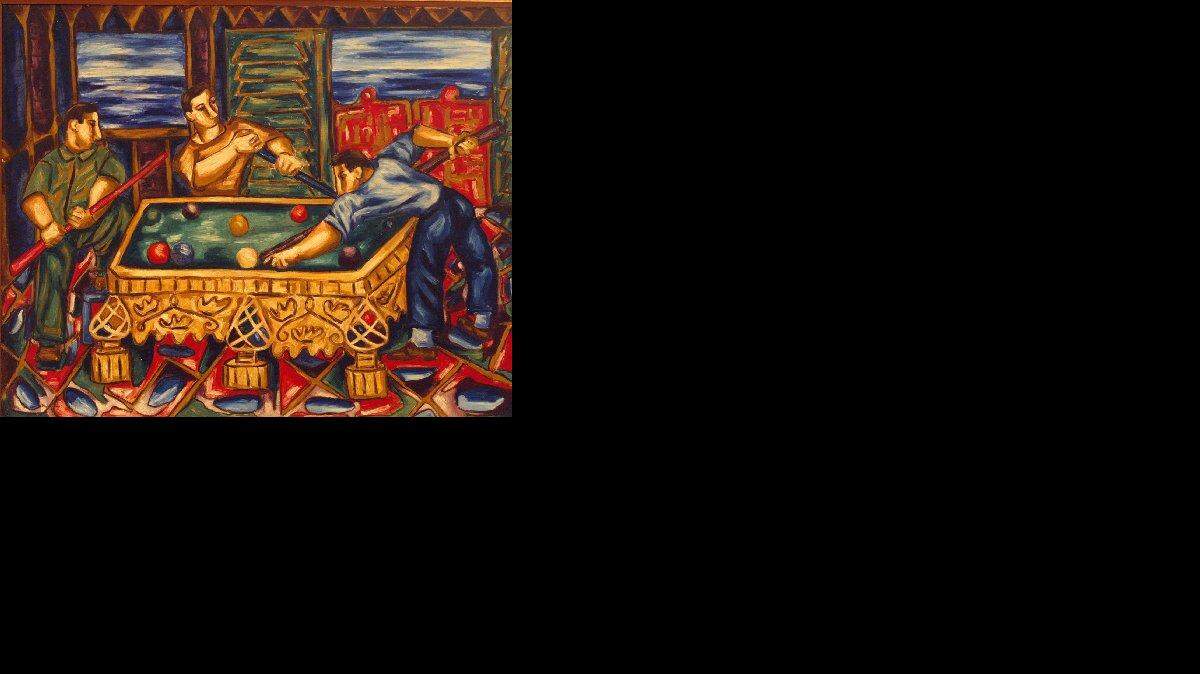 Obra del pintor cubano Cundo Bermudez, llamada, El Billar.