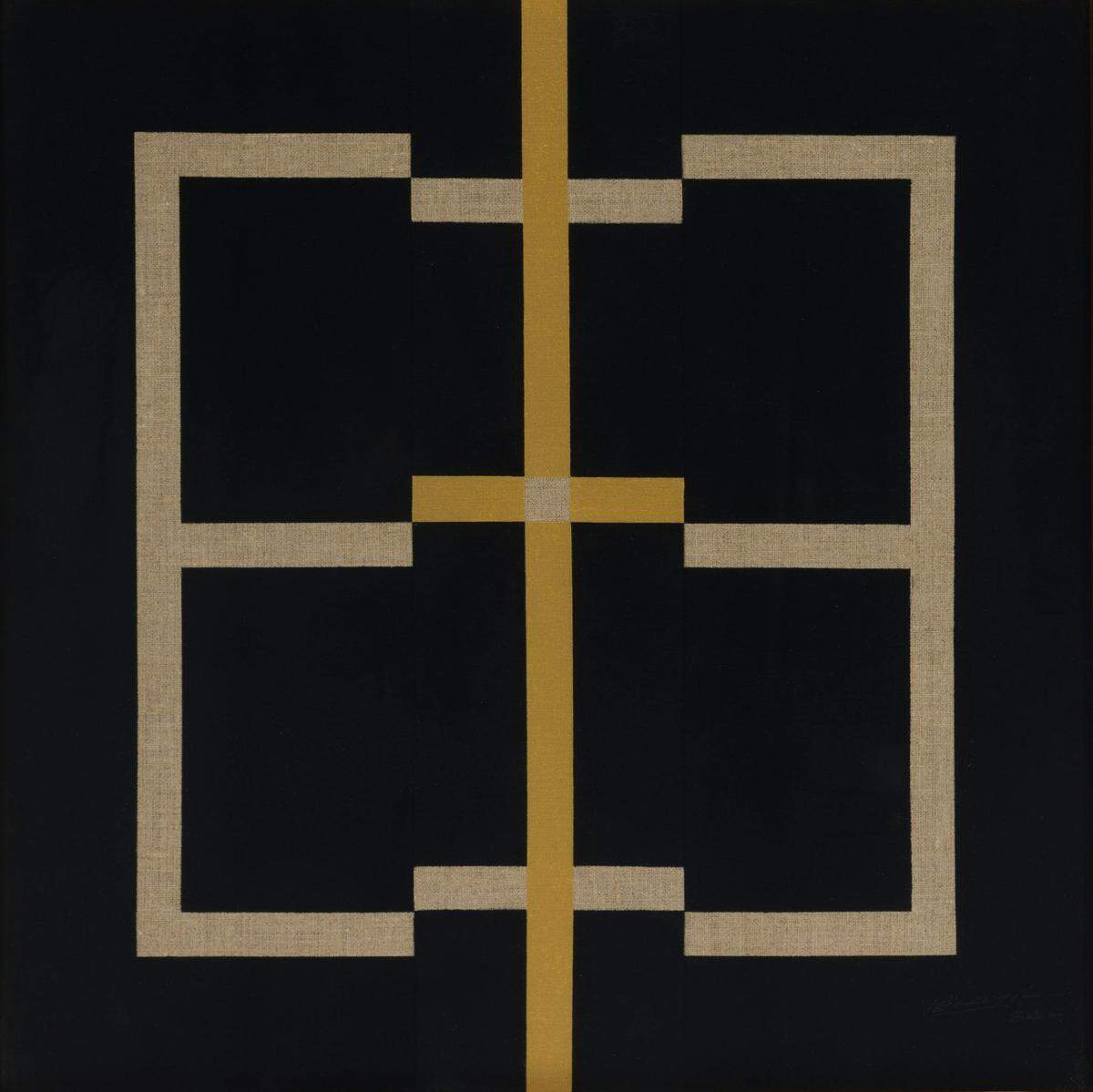 'Dúo Negro', 1984, de Manolo Vellojín. Acrílico sobre lienzo, 23.6 x 23.6 pulgadas.&nbsp;