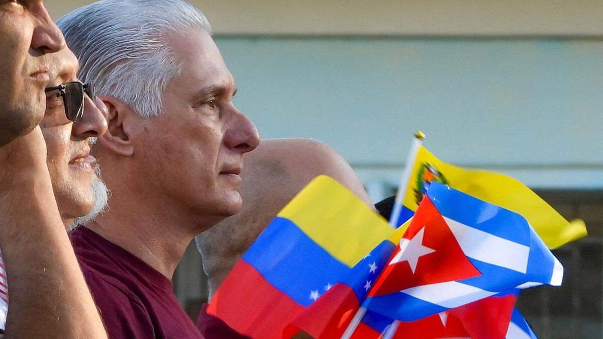 Cuba's President Miguel Diaz-Canel attends an Act of Solidarity with Venezuela, in Havana on October 17, 2025. (Photo by ADALBERTO ROQUE / AFP) (Photo by ADALBERTO ROQUE/AFP via Getty Images)