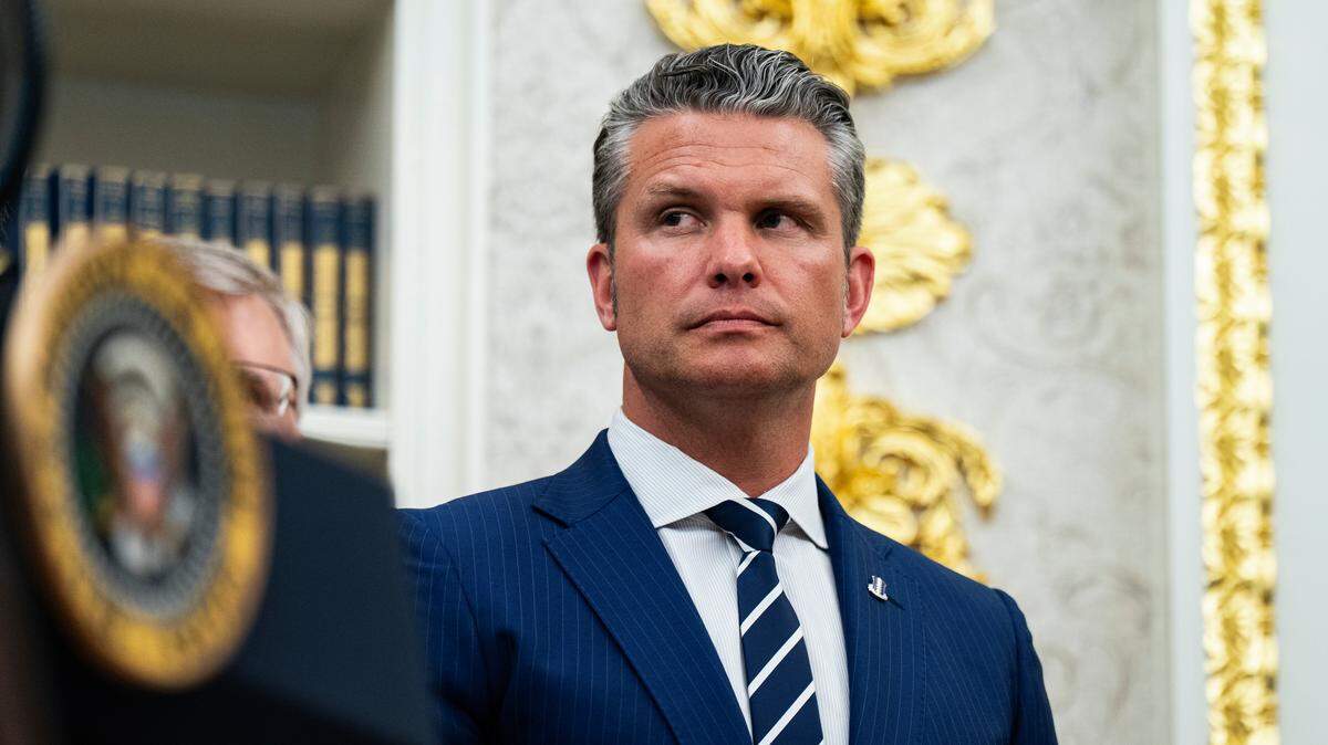 Pete Hegseth, secretario de Defensa de Estados Unidos, durante un anuncio en el Despacho Oval de la Casa Blanca en Washington, DC, EE.UU., el martes 2 de septiembre de 2025.