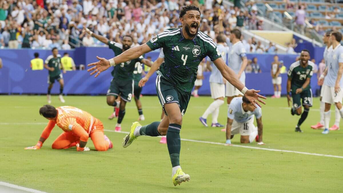 El jugador de Arabia Saudí Abdulelah al-Amri reacciona tras anotar un gol ante Uruguay, en el partido del Grupo H celebrado el 15 de junio de 2026 en el Estadio Miami.