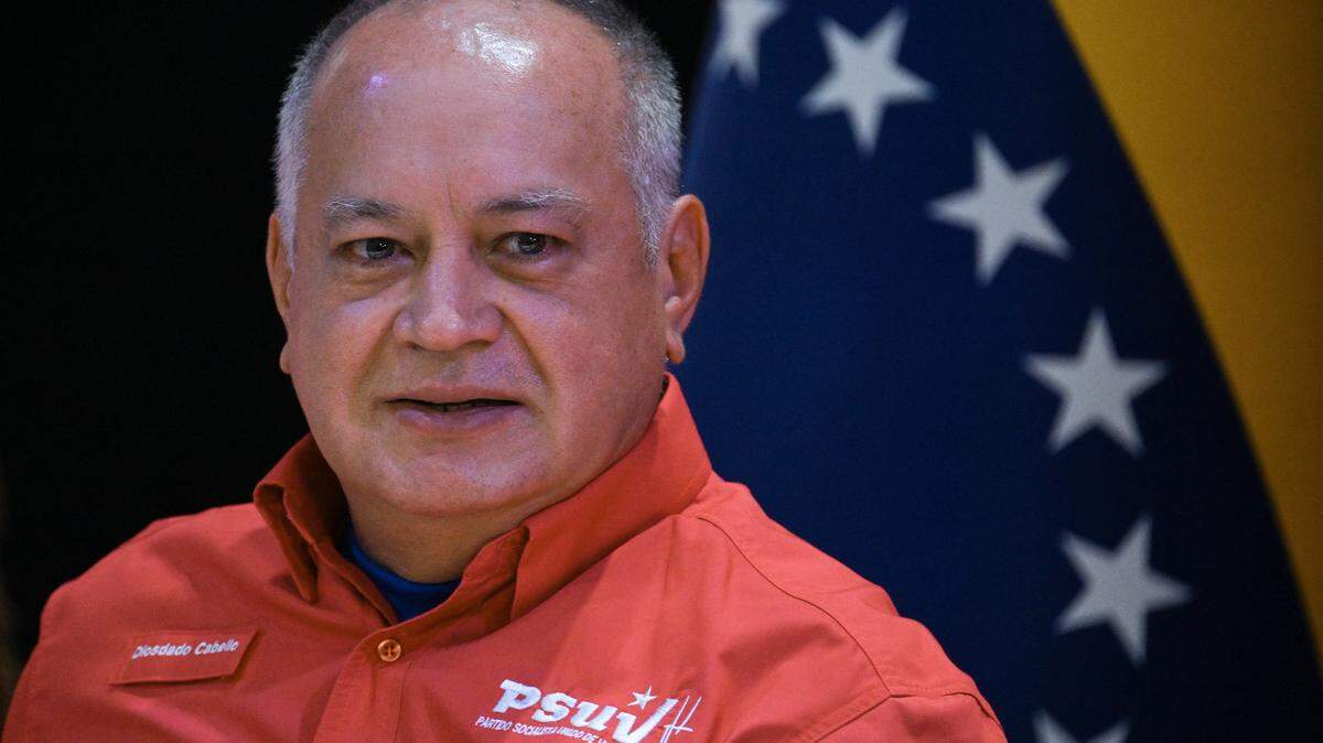 Venezuela's Minister of Interior Relations, Justice, and Peace, Diosdado Cabello, speaks during a press conference of the United Socialist Party of Venezuela (PSUV) in Caracas, on November 10, 2025. (Photo by Federico PARRA / AFP) (Photo by FEDERICO PARRA/AFP via Getty Images)