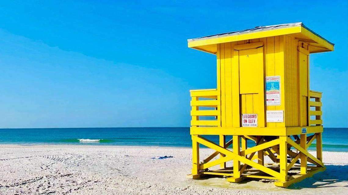 One of the lifeguard towers on Siesta Key.