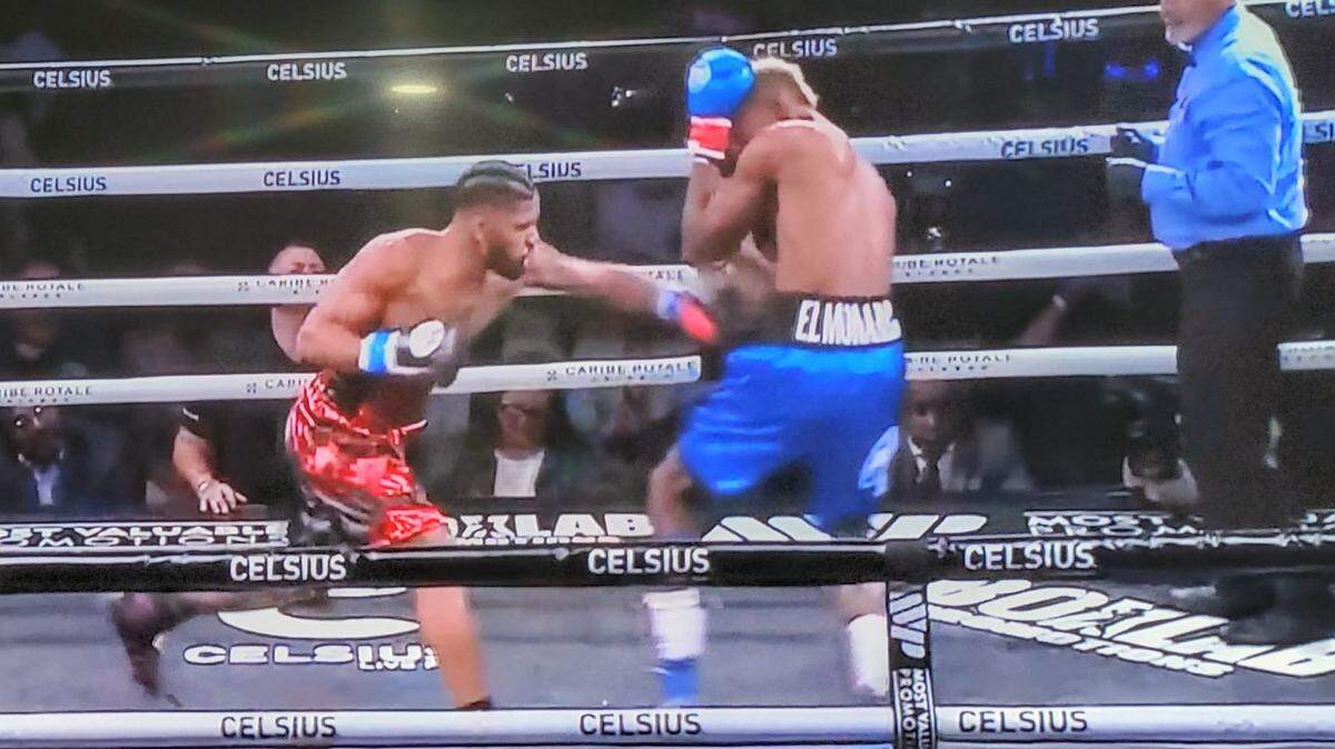 Damián Lescaille (I) ganó el esperado choque entre cubanos. El combate fue mejor de lo esperado y Hugo Noriega lo entregó todo encima del ring, pero no le alcanzo para superar a su compatriota.