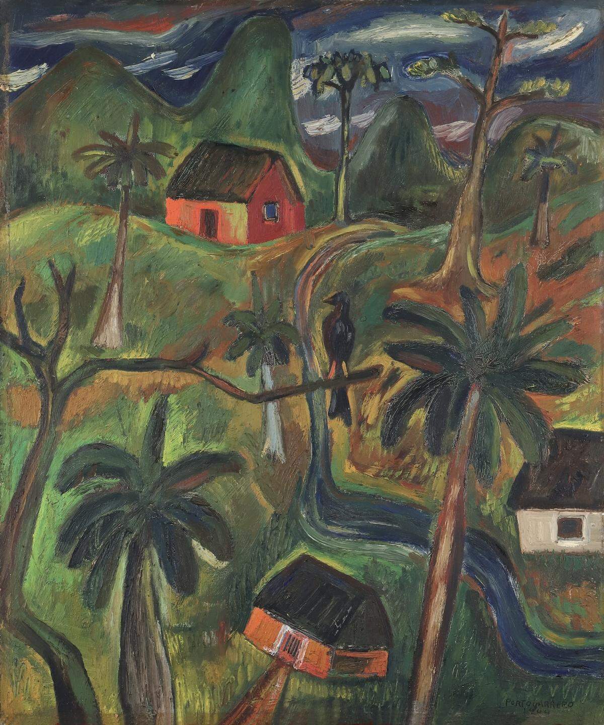 “Paisaje de Cuba”, 1944, de René Portocarrero. Óleo sobre tablero de fibra 24 x 20 pulgadas. Esta obra formará parte de la Exposición retrospectiva “René Portocarrero” en Latin Art Core, Miami, en la temporada 2026. 