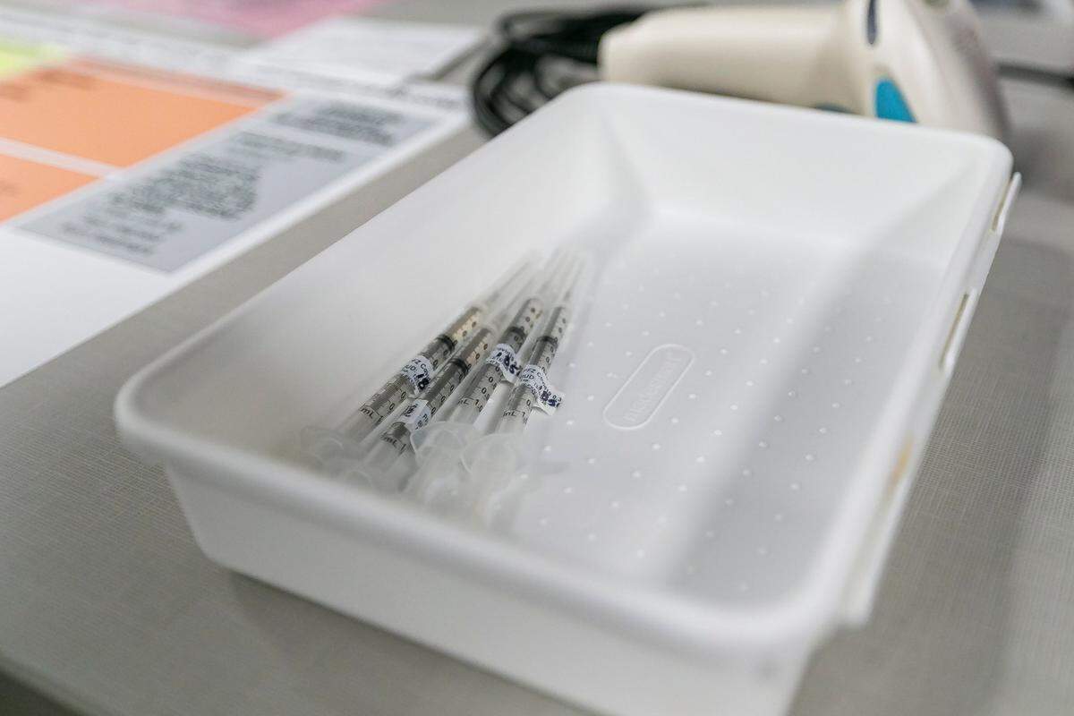 Syringes with the Pfizer BioNTech COVID-19 Vaccine can be seen at Jackson Memorial Hospital in Miami, Florida on Tuesday, December 15, 2020.
