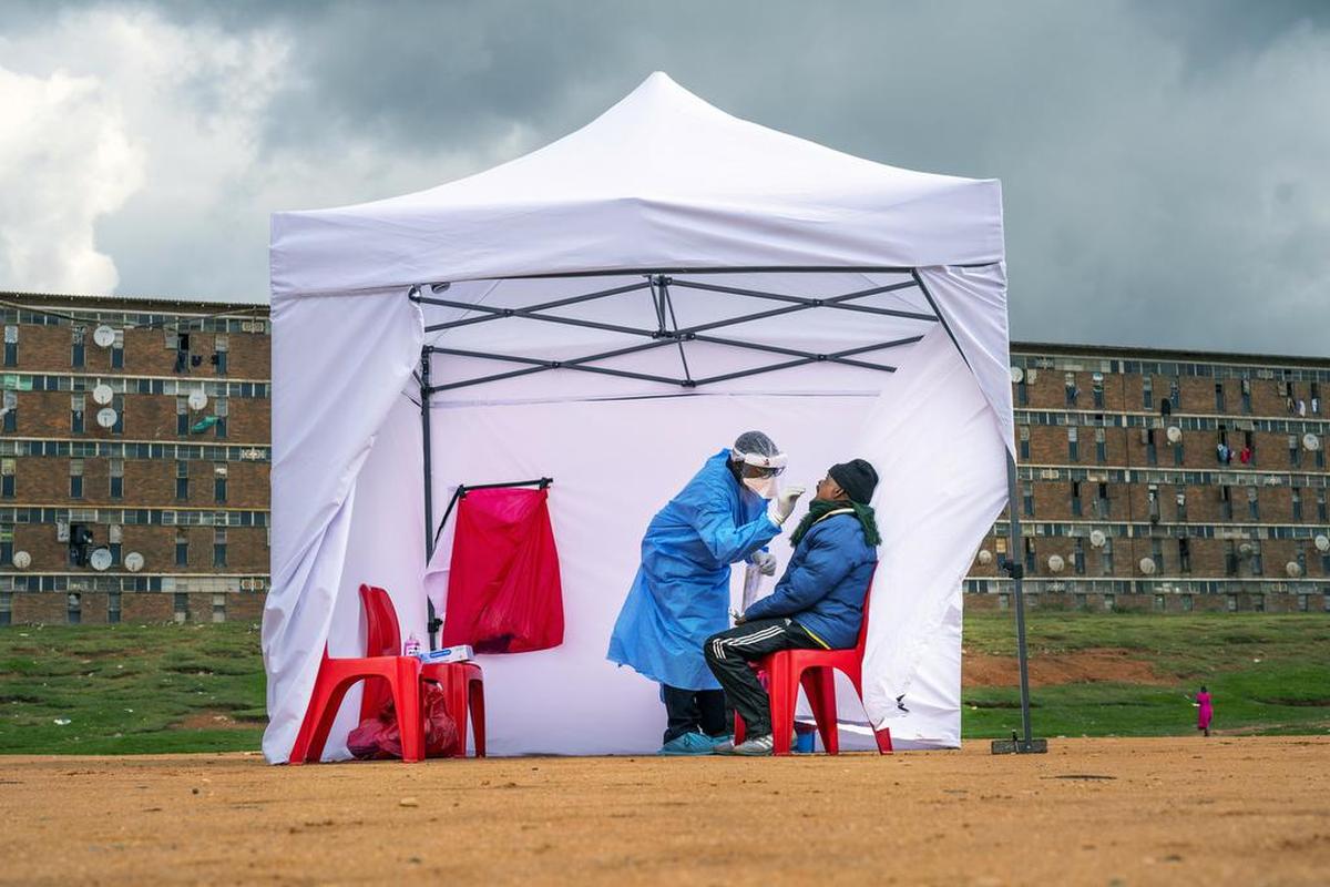 A resident of Alexandra Township gets tested for COVID-19 in Johannesburg on April 29, 2020.